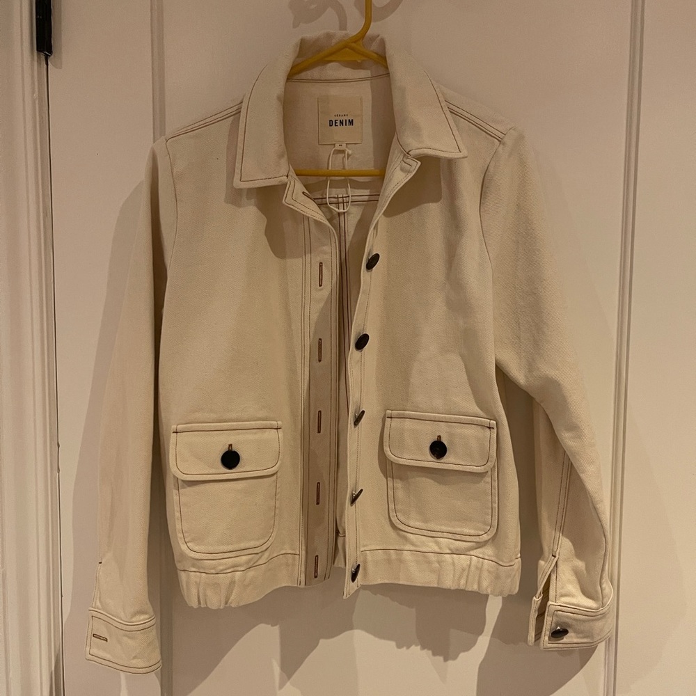 Sezane Anila Jean Jacket, Ecru, size 40, GUC - Picture 3 of 3